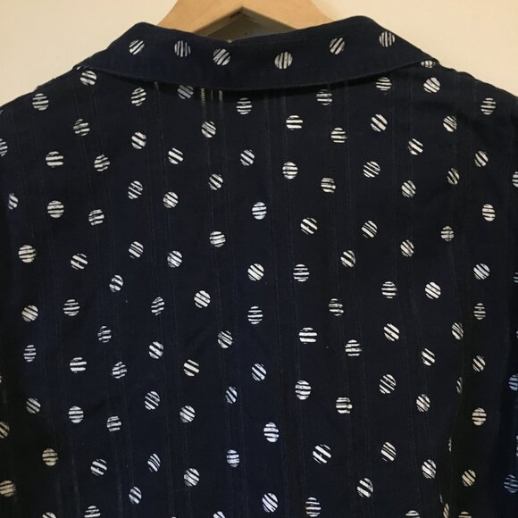Alia 100% Cotton Navy Blue and White Broken Polka Dot Button Down Shirt - Picture 5 of 15